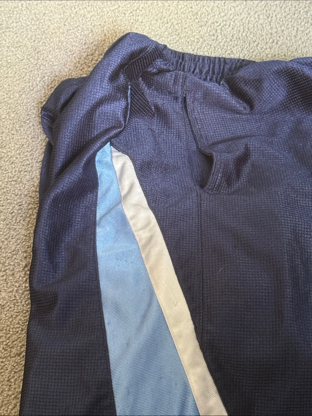 NBA Men's Dark Navy Athletic Basketball Shorts with White/Silver Accent. Size XL